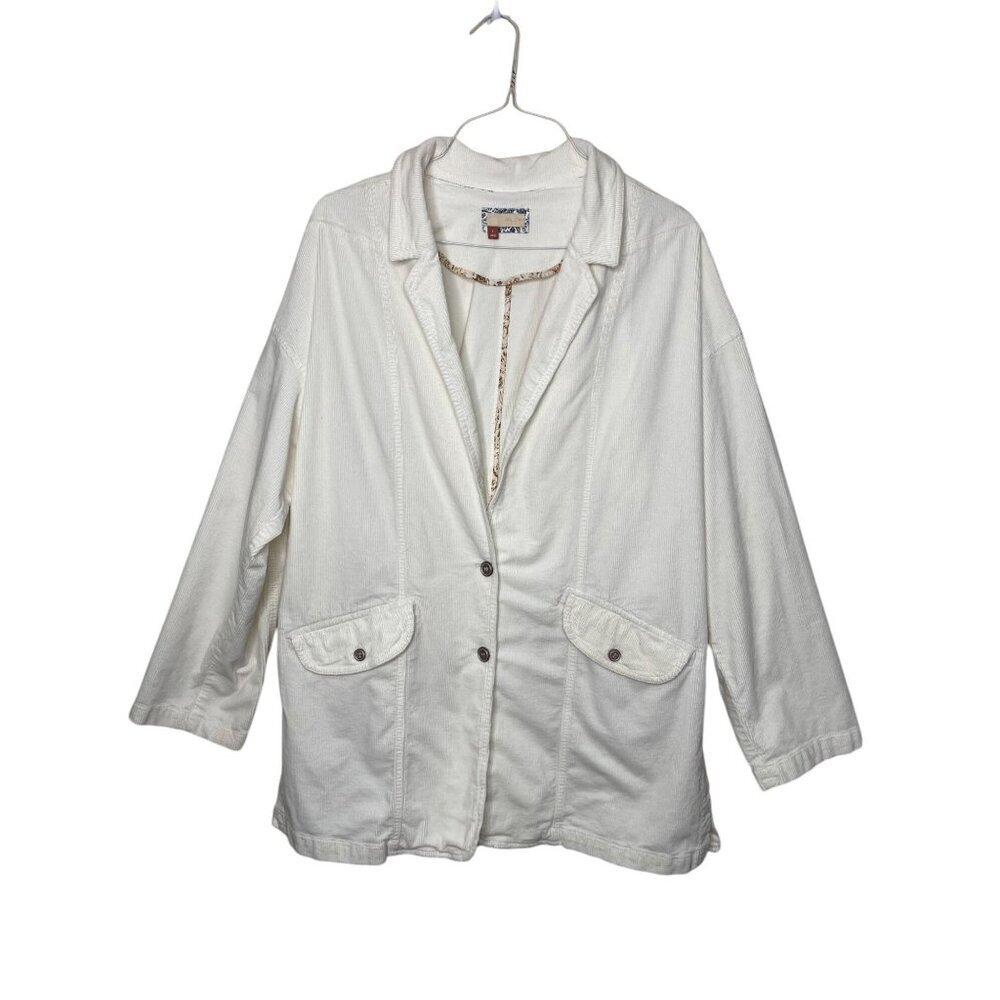 Anthropologie Pilcro Oversized Corduroy Blazer Jacket Ivory‎ Size Large
